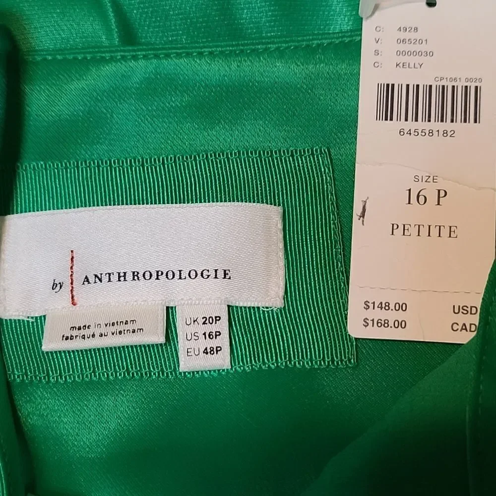 Anthropologie Green Maxi Cowl Neck Slip Dress NWT 16P